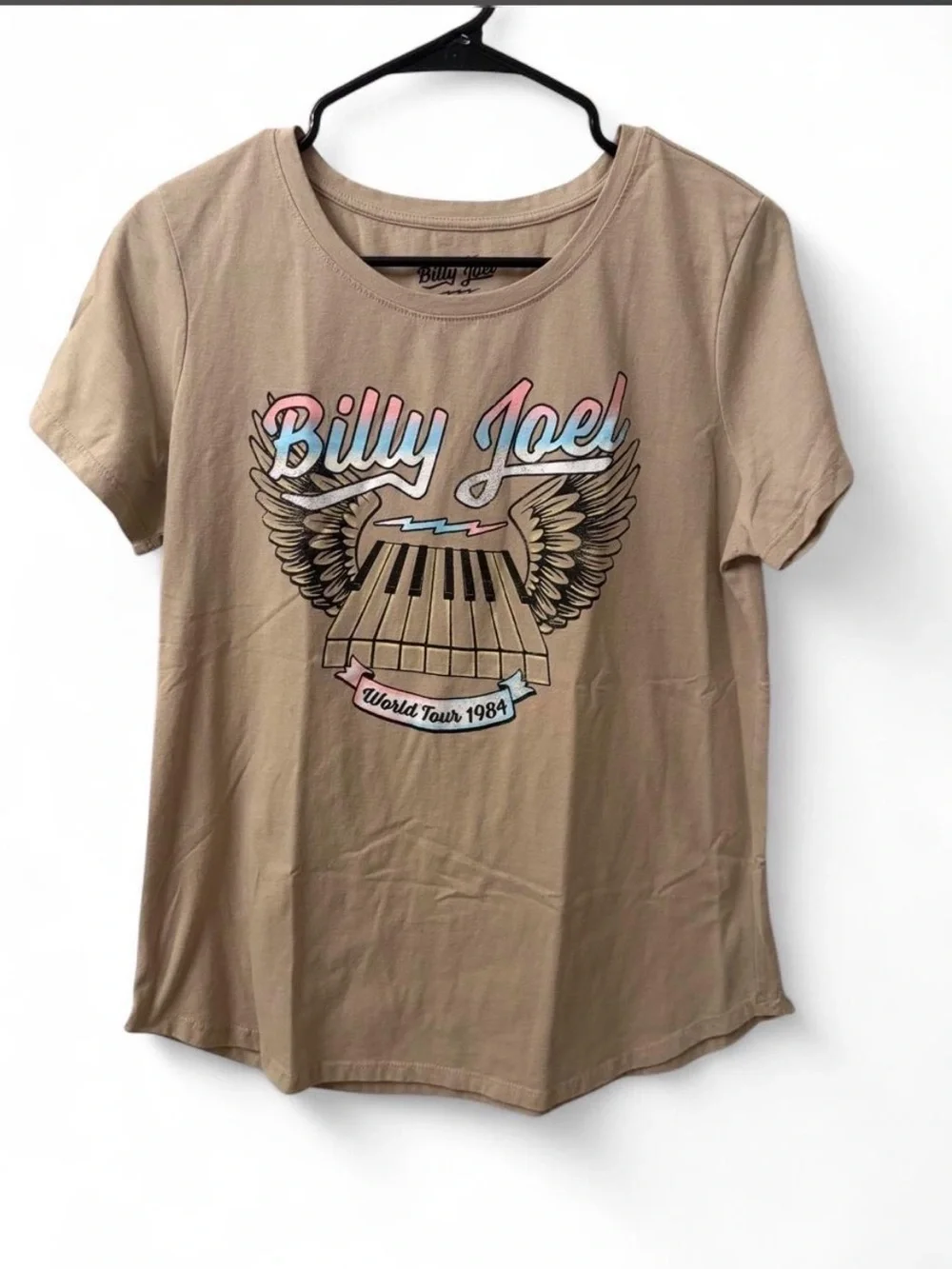 Billy Joel Beige Graphic Tee - Women's Short Sleeve